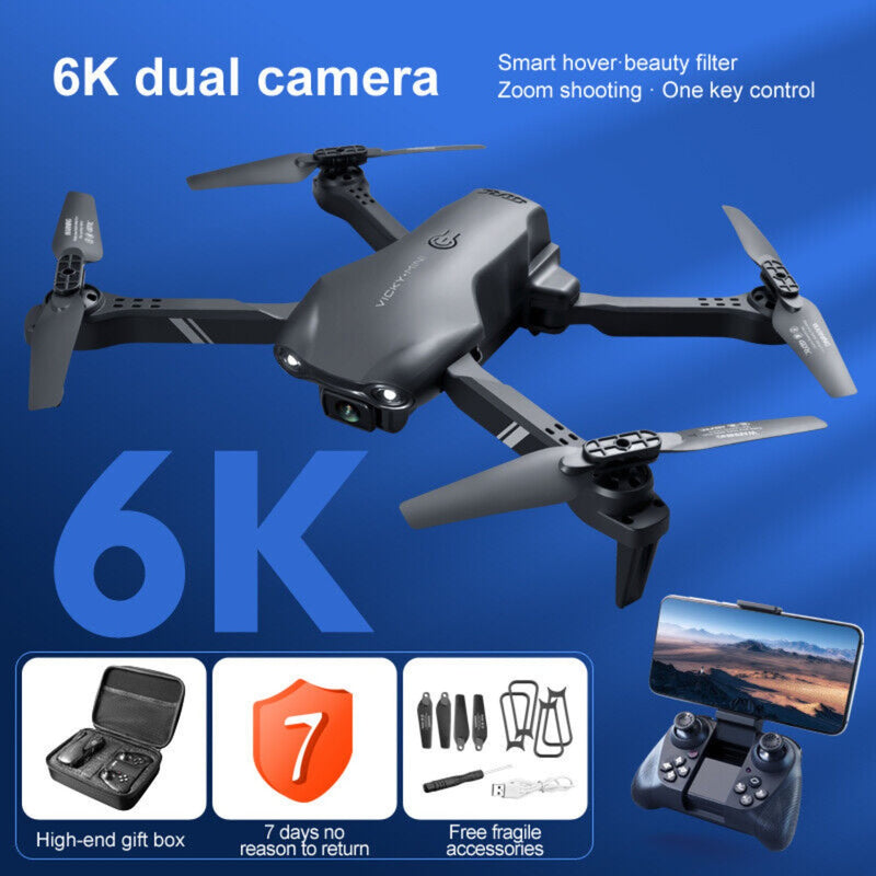 V13 Foldable FPV Drone — 6K Dual Camera, Live WiFi Feed, 2 Batteries Included