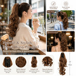 Clip-in Ponytail Hair Extension 22 Inches Wavy CurlySynthetic Wig For Women High-Quality Hairpiece Easy-to-Wear Lightweight