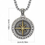Two-Tone Silver Gold Plated Copper Double Sided Anchor Compass Pendant Necklace, Vintage Nautical  Star Mens Box Chain Necklace