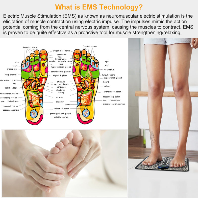 EMS Foot Massage Pad For Mothers' Day Gift Electric Stimulator Massager Unit Rechargeable Leg Reshaping Muscle Battery Powered Type And Rechargeable Type Options