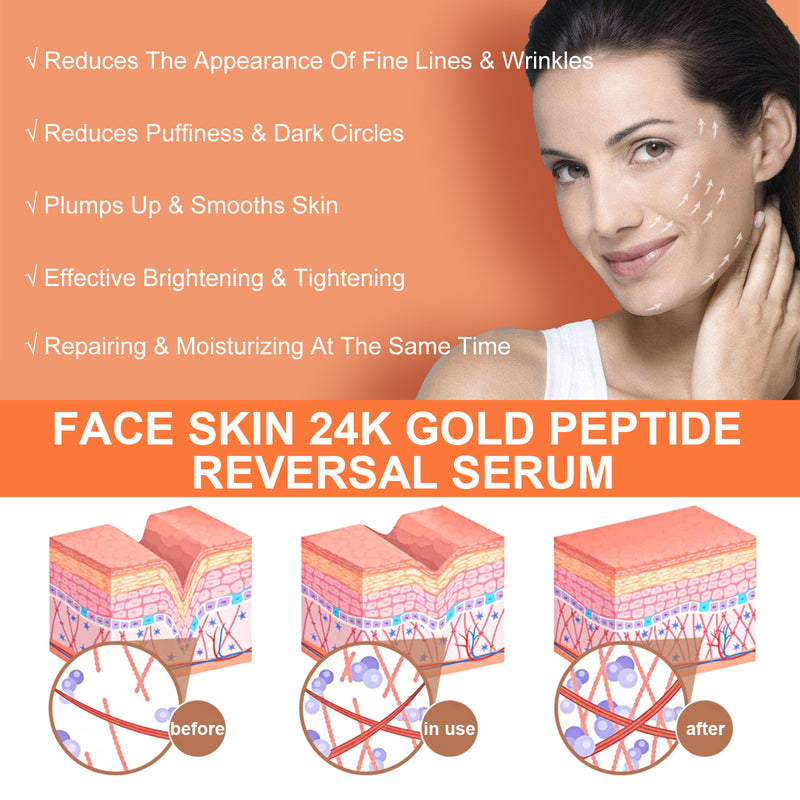 Hoygi 24k Gold Peptide Reversal Serum, Moisturizing Anti-wrinkle Firming And Anti-aging Essence