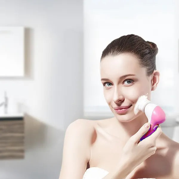 Spin Facial Cleansing Brush — Deep Clean in 60 Seconds, 5 Brush Heads