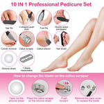 Electric Foot Callus Remover With Vacuum Foot Grinder Rechargeable Foot File Dead Skin Pedicure Machine With 3 Grinding Heads 2 Speeds Foot Care Tool 17Pcs