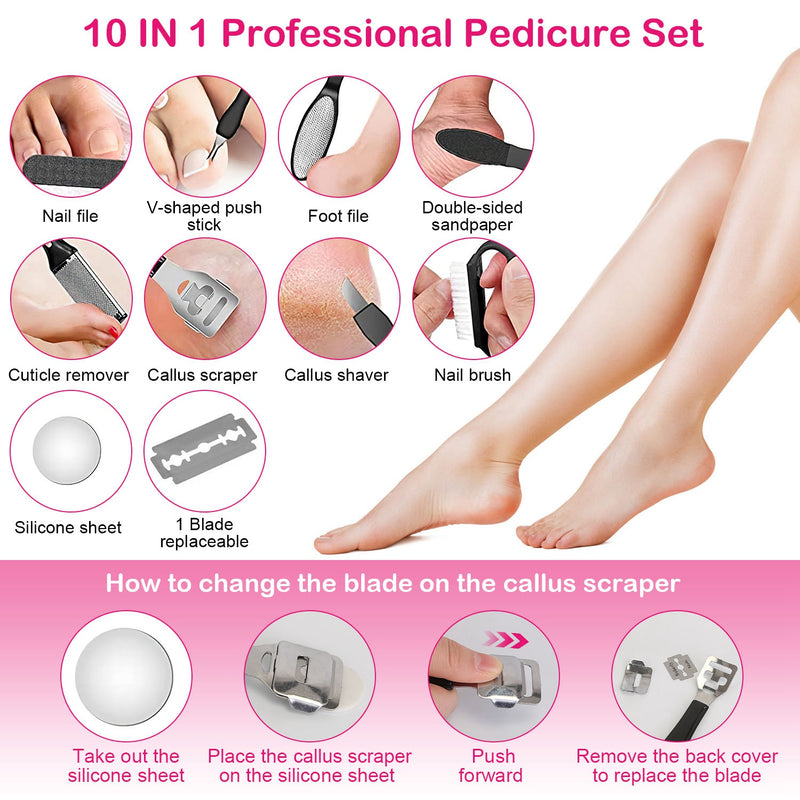 Electric Foot Callus Remover With Vacuum Foot Grinder Rechargeable Foot File Dead Skin Pedicure Machine With 3 Grinding Heads 2 Speeds Foot Care Tool 17Pcs