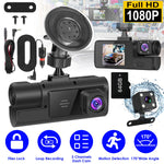 WiFi FHD 1080P Car Dash Cam 3 Channels Front Rear Inside Dash Camera With Loop Recording Reversing Visual 170 Degree Wide Angle 64G Card Included 1Pc