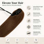 Straight Ponytail Extension Drawstring Ombre Brown LongClip-in Hairpiece For Black Women Synthetic Hair ExtensionsNatural Fit