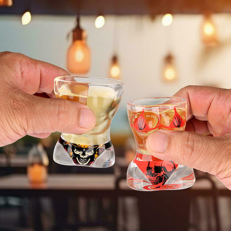 Skull-Style Novelty Shot Glasses (Set of 2) — Fun Conversation-Starter Gift
