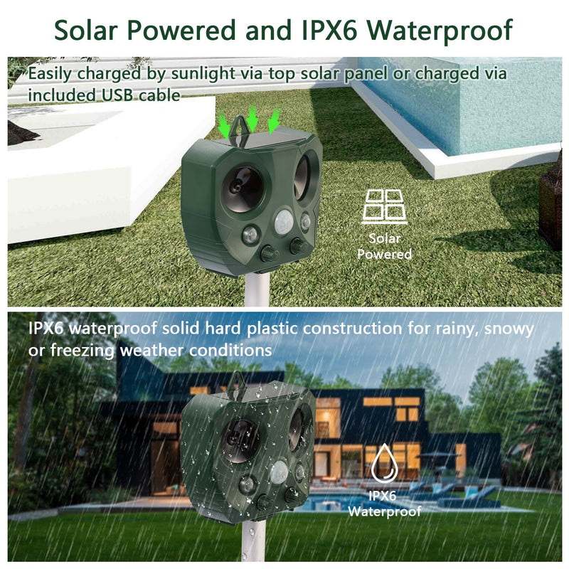 Solar Ultrasonic Animal Repeller — Keeps Pests Off Your Yard, No Chemicals