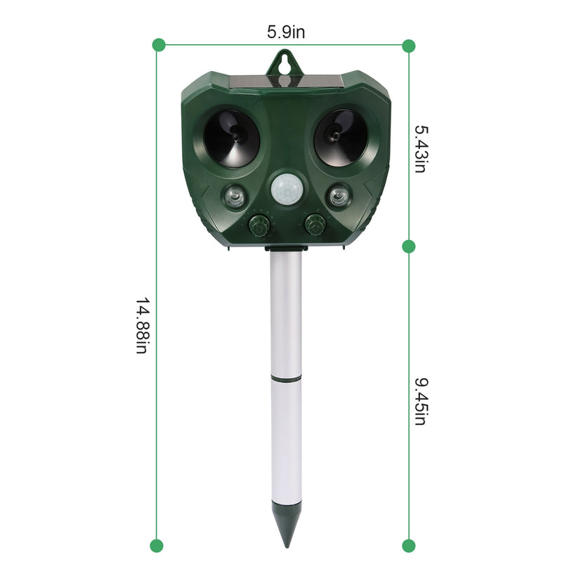 Solar Ultrasonic Animal Repeller — Keeps Pests Off Your Yard, No Chemicals