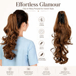 Clip-in Ponytail Hair Extension 22 Inches Wavy CurlySynthetic Wig For Women High-Quality Hairpiece Easy-to-Wear Lightweight