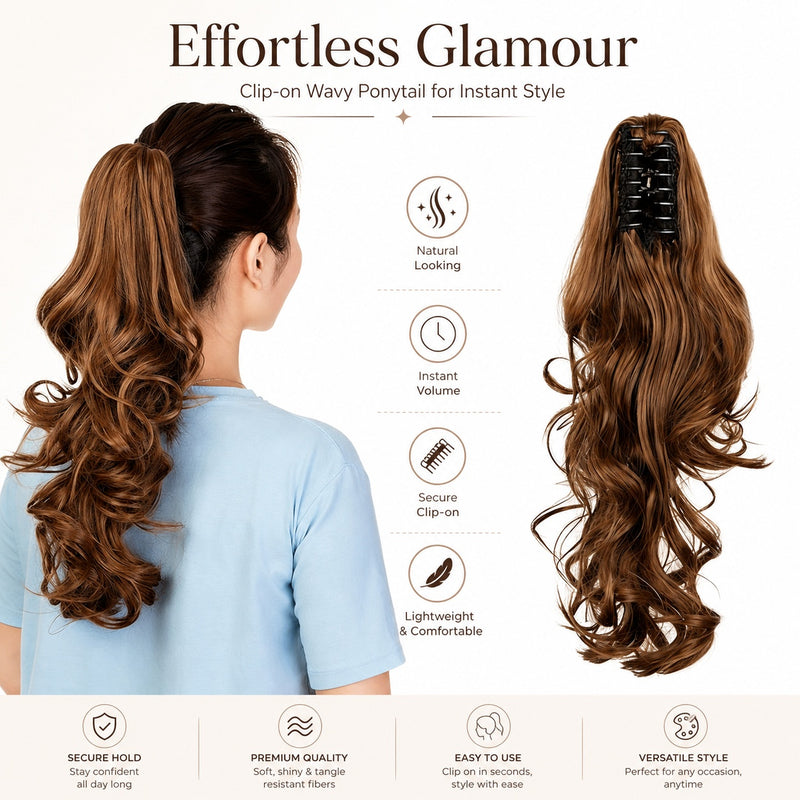 Wavy Clip-In Ponytail Extension — Instant Length & Volume 22