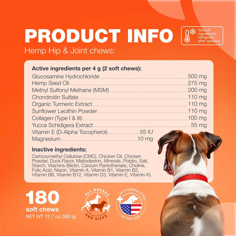 Hemp Glucosamine Chews for Dogs — Hip, Joint & Coat Support