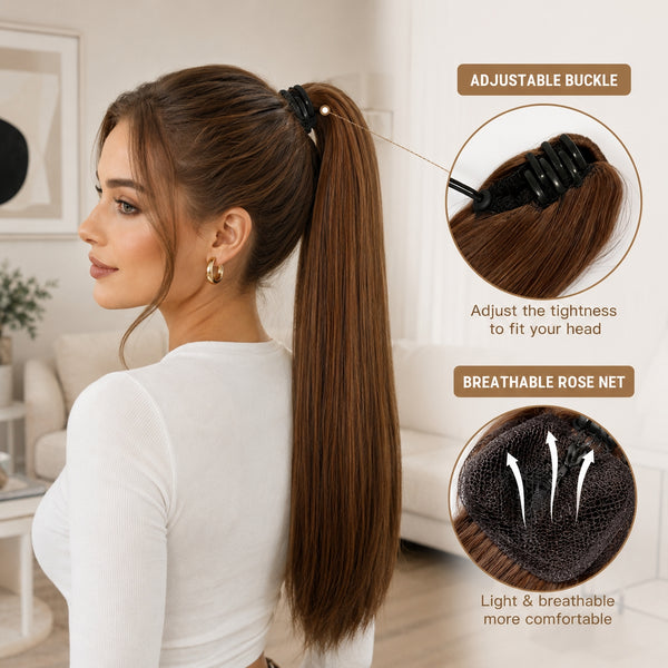Ombre Drawstring Ponytail Extension — Sleek Straight, Natural Fit