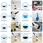 Electric Spin Scrubber Cordless Rechargeable Telescopic Cleaning Brush 8 Replaceable Heads 2 Speed Adjustable Extension Arm Bathroom Tub Tile Floor 1Pc