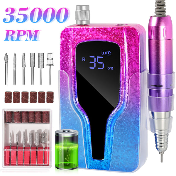 Professional Electric Nail Drill — 45000 RPM, 12 Bits, LCD