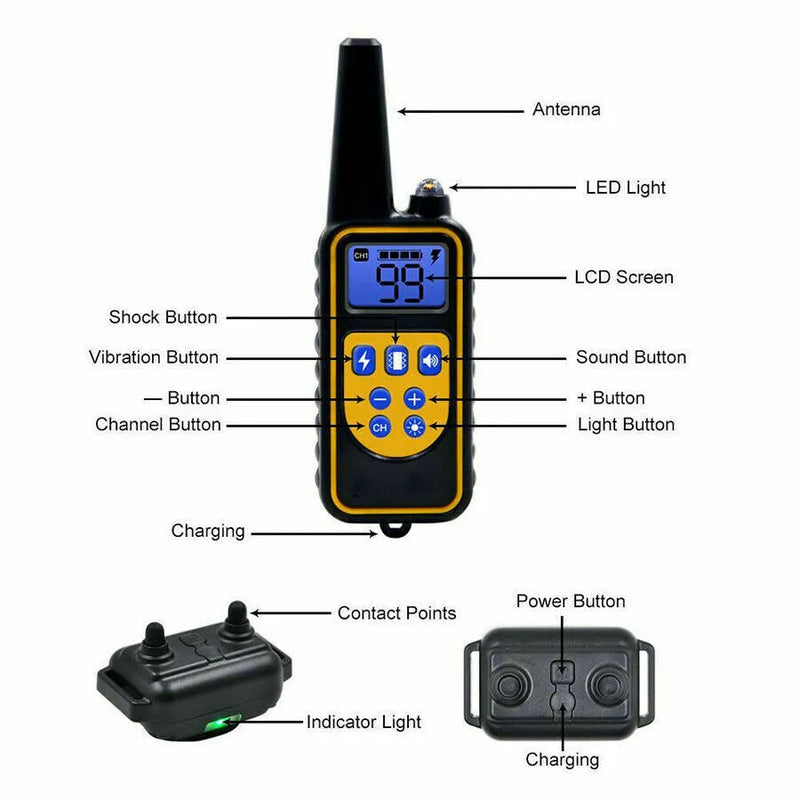 Rechargeable Remote Dog Training Collar — 3,000 Ft Range, Waterproof