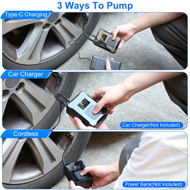 Cordless Tire Inflator Digital Air Compressor With LED Light Emergency Power Bank For Cars Motorcycles Bicycles Balls 1Pc 150PSI