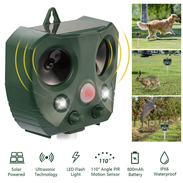 Solar Ultrasonic Animal Repeller — Keeps Pests Off Your Yard, No Chemicals