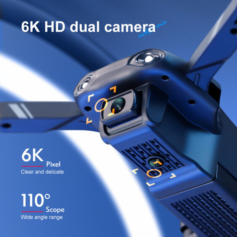 V13 Foldable FPV Drone — 6K Dual Camera, Live WiFi Feed, 2 Batteries Included