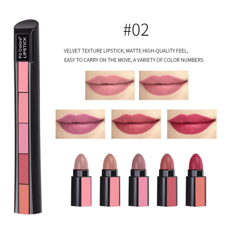 10-Color Matte Velvet Lipstick Set, 5-in-1 Long Lasting Non-Drying Lipstick Kit, Portable Multi-Color Lip Stick For Daily & Party Makeup