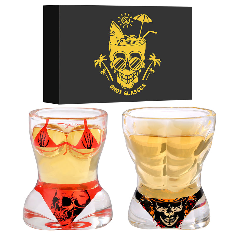 Skull-Style Novelty Shot Glasses (Set of 2) — Fun Conversation-Starter Gift