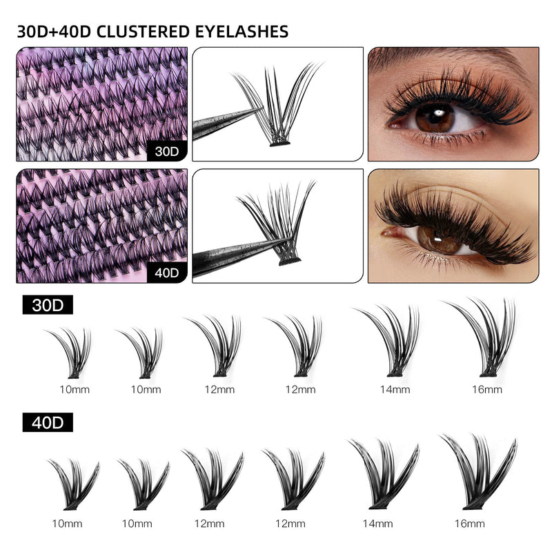 Segmented Lashes Set 12 Rows Of 30D Plus 40D Clusters Of 240