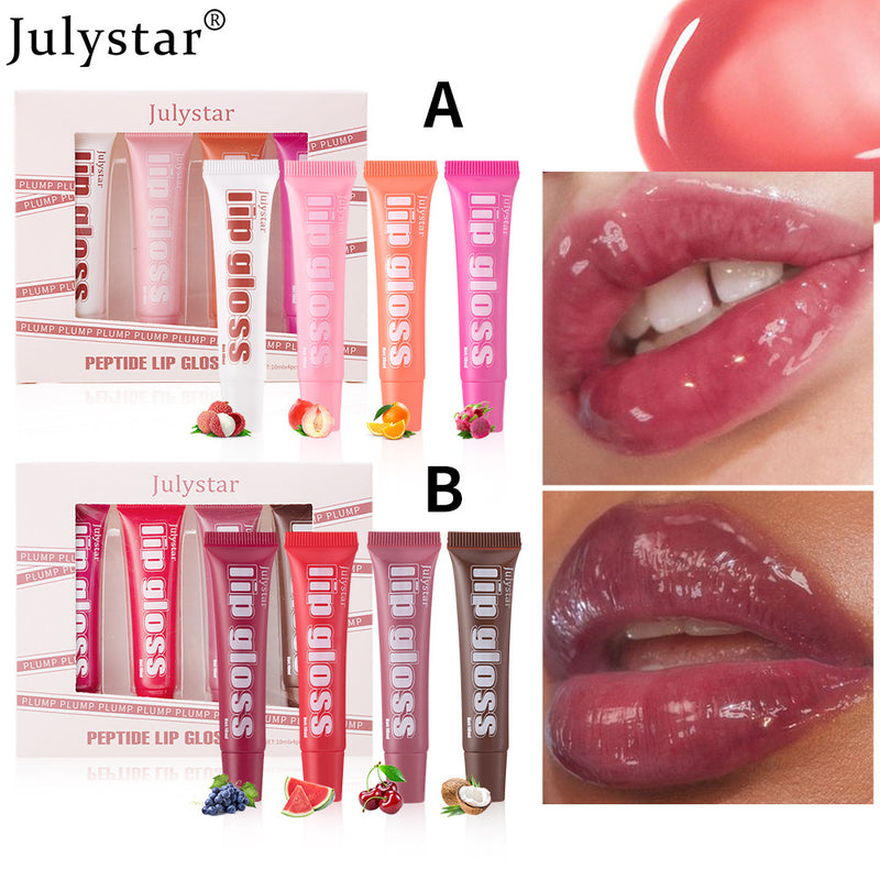Lip Moisturizing Fruit Flavor Lip Honey 4-piece Set Lip Glaze Moisturizing Hydrating Lip Oil Makeup
