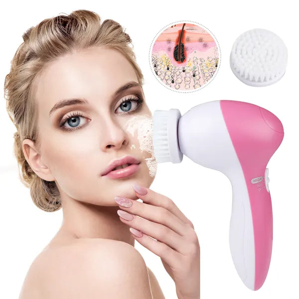 Spin Facial Cleansing Brush — Deep Clean in 60 Seconds, 5 Brush Heads
