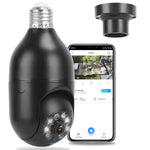 E27 WiFi Bulb Camera 1080P FHD WiFi IP Pan Tilt Security Surveillance Camera With Two-Way Audio Night Vision Motion Detection Function APP Control
