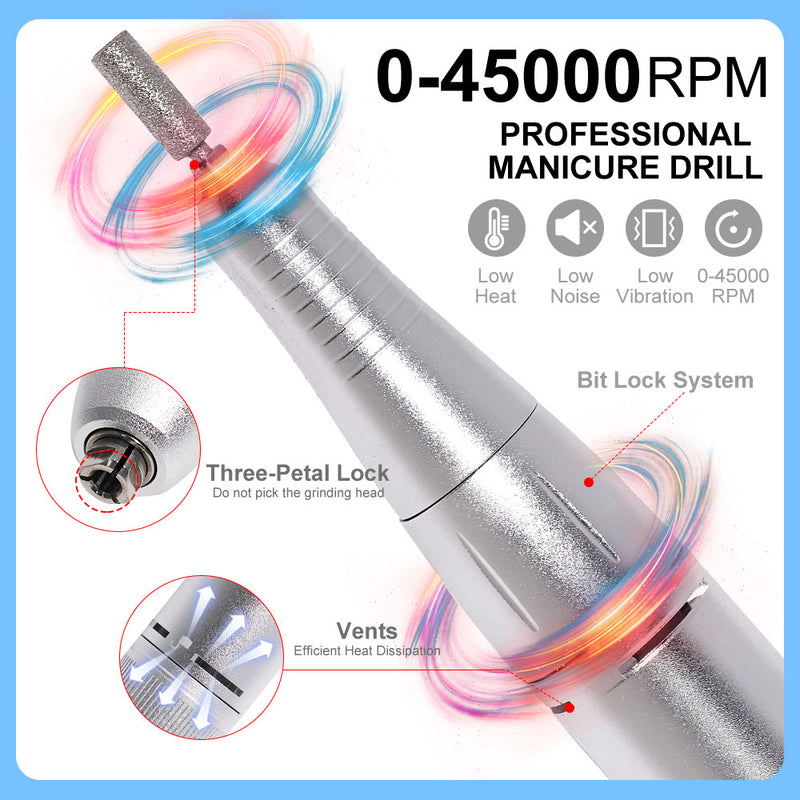 Rechargeable Nail Drill Kit — 45000 RPM, Cordless