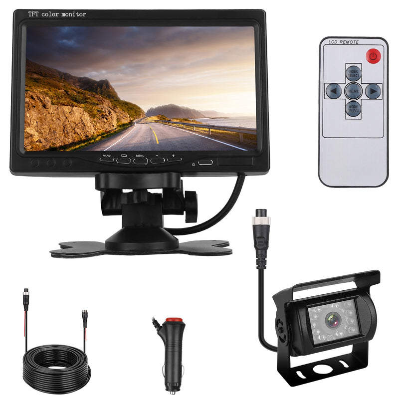 Screen Backup Camera System Vehicle Rear View Monitor Kit IP67 Waterproof Car Parking Reverse System With Night Vision For Car Trunk Van SUV 1Pc 7In
