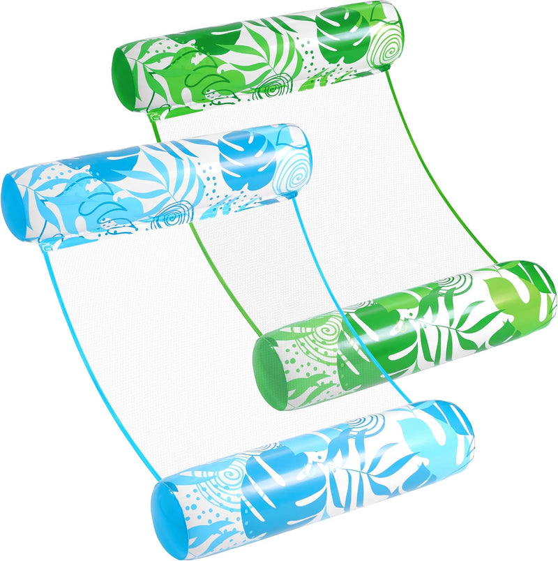 2pcs 4-in-1 Inflatable Water Hammock Pool Float For Adults, Multi-Purpose PVC Pool Lounge Floaties, Floating Hammock With Free Air Pump