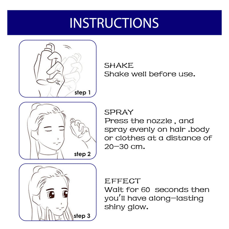 Glitter Spray,Long-Lasting Sparkle Effect Shiny Glitter Spray For Hair Body