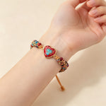 Hand-woven Natural Stone Imperial Heart Bracelet, Adjustable