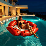 Photo-Ready Inflatable Water Lounger,Bright Stylish Fruits Look,Breathable Mesh Floating Chair For Summer Beach Pool Entertainment