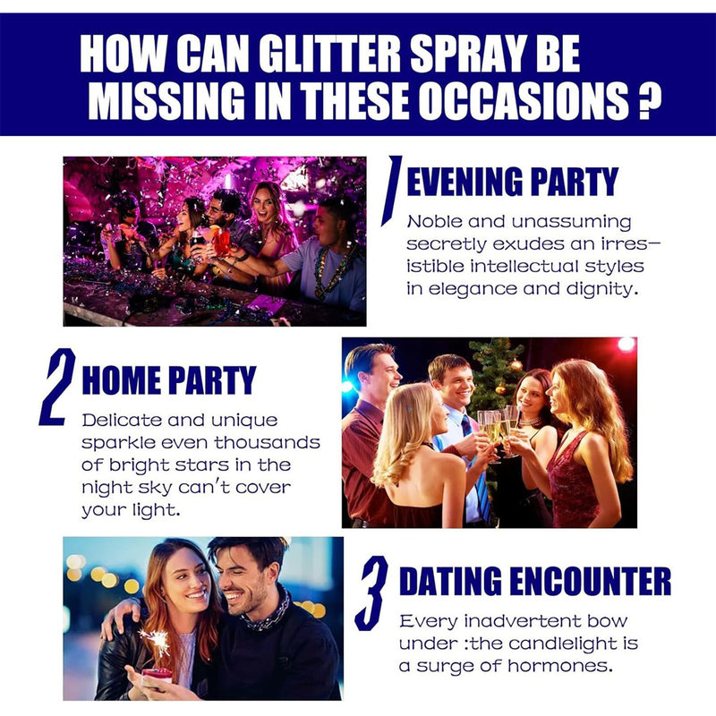Glitter Spray,Long-Lasting Sparkle Effect Shiny Glitter Spray For Hair Body