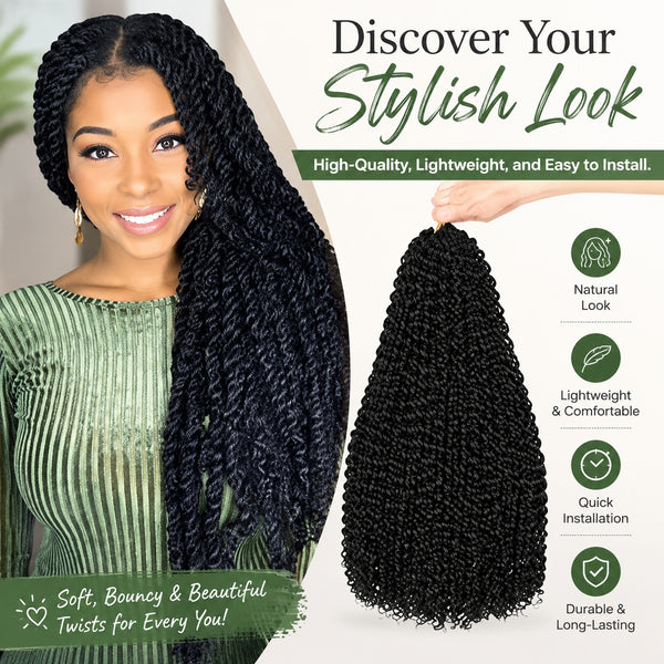 Bohemian Water Wave Crochet Hair — Butterfly & Faux Braid Ready, 60g