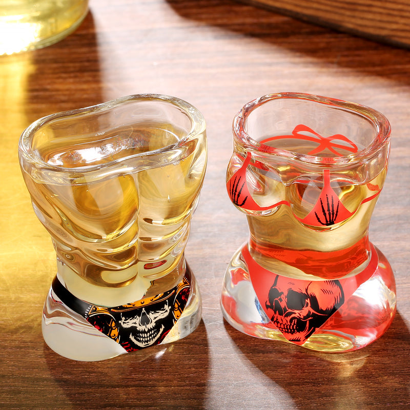 Skull-Style Novelty Shot Glasses (Set of 2) — Fun Conversation-Starter Gift