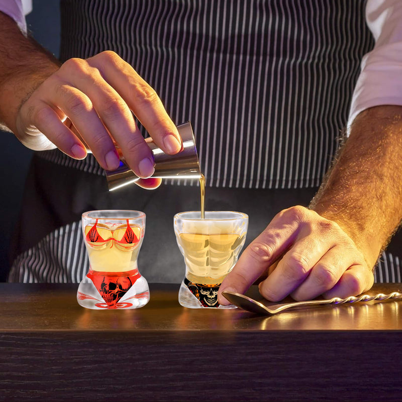 Skull-Style Novelty Shot Glasses (Set of 2) — Fun Conversation-Starter Gift