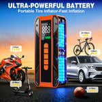 Air Pump Car Jumper Starter Portable Battery Pack With 150PSI Tire Inflator, 12V Jumper Box For Car Charger Battery Booster With LCD Display, 3-Mode Emergency Flashlight