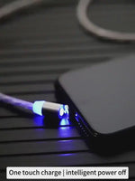 Compatible with Apple, Flowing Ligh Magnetic Streamer Data Line Cable for Iphone Android Typec