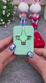 4 In 1 Retractable USB Cable Creative Macaron Type C Micro Cable For I Phone With Phone Stand Charging Data Cable Line Storage Box
